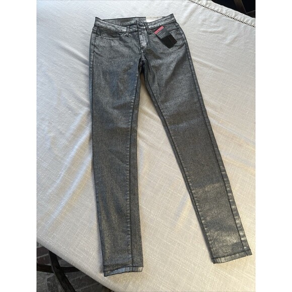 ANA Women’s Size 2 Skinny Mid Rise‎ Lightweight Pant Silver Metallic Color NWT - Picture 3 of 13